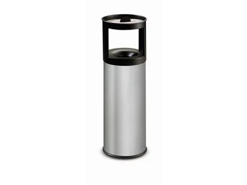 RVS combi-asbak,HxØ 800x250mm,afvalbak inhoud 25l,romp RVS,bluskop