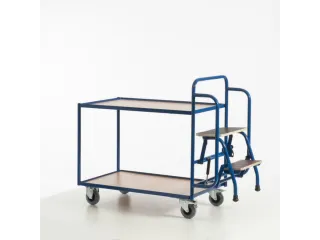 Orderverzamelwagen 990x590mm Totale H 1135mm 2 Etages Hout Ral5010 - 9