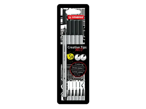 Creative Tips STABILO Arty assorti tips zwart blister à 5 stuks