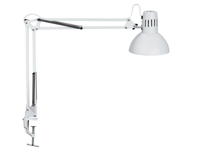 Lampe de bureau MAULstudy pince sans LED E27 blanc sur