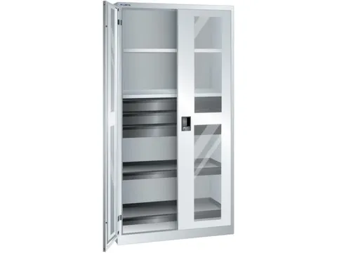 vitrinekast,HxBxD 1950x1000x580mm,4xStalen bodem,3lade(n),key lock