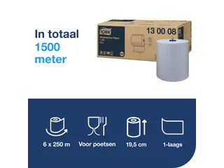 Tork Wasstation Poetspapier 1-laags 250m/19,5cm blauw 6rol/doos - 5
