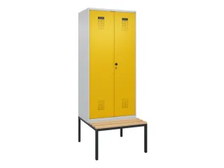 PBM-locker met bank,HxBxD 2120x800x815mm,2vak,vak B 400mm,draaigrendel - 2