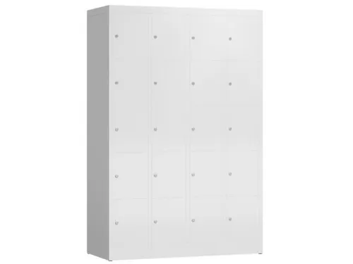 Lockerkast 1800x1185x500mm 4x5 vakken cilinderslot, sokkel, RAL9003