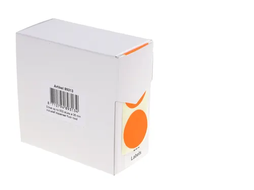 Etiketten Op Rol 35mm Fluor Rood Met Dispenser 500 Stuks