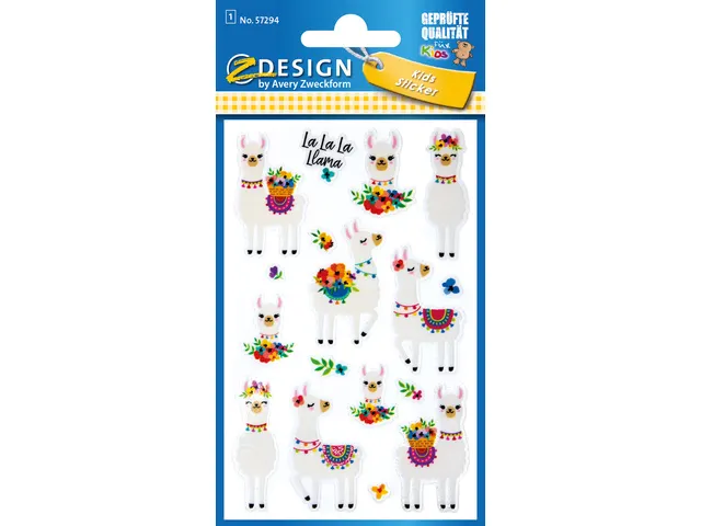 Glitter etiket Z-design Kids alpaca's