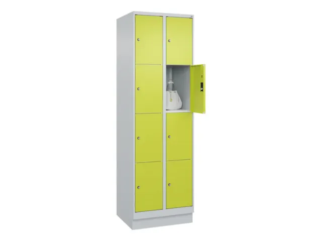 lockerkast,HxBxD 1950x600x500mm,2x4vakken,vak B 300mm,cil.-slot,sokkel