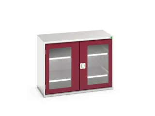 vitrinekast 800x1050x550mm 2xStalen bodem romp RAL7035 front RAL3004 - 1