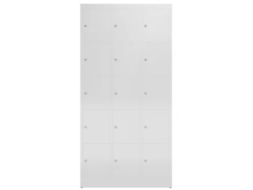 Lockerkast 1800x870x500mm 3x5 vakken cilinderslot, sokkel, RAL7035