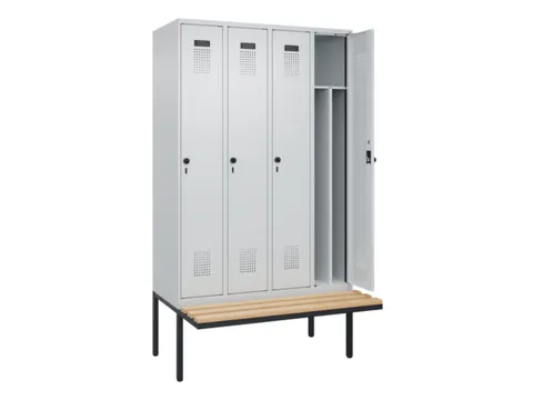 locker met bank,voor scheiding van kleding,HxBxD 2120x1200x815mm,4vak
