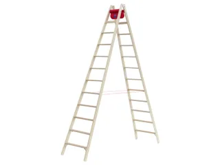 trapladder,beide zijden,2x10,treden,balk L 2,93m,hout - 1