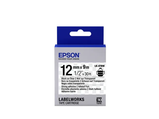 Strong Adhesive Tape - LK-4TBW Strng adh Blk/Clear 12/9