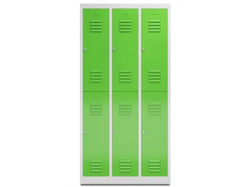 Dubbeldekse garderobekast 1800x870x500mm 3x2vak klink RAL7035 RAL6018