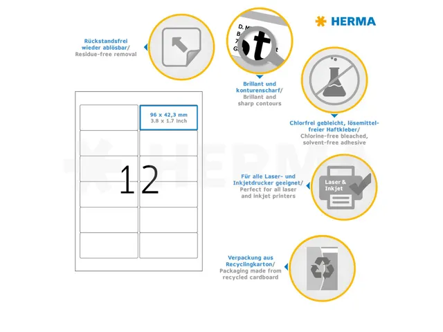 HERMA 4348 Verwijderbare etiketten A4 96x42,3mm Wit 300 stuks
