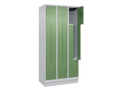 Z-garderobekast,HxBxD 1950x900x500mm,vak B 150/300mm,cil.-slot,sokkel