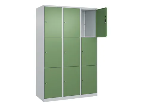 lockerkast,HxBxD 1850x1200x500mm,3x3vakken,vak B 400mm,cil.-slot