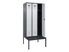 locker met bank,HxBxD 2120x900x815mm,3vak,vak B 300mm,cilinderslot