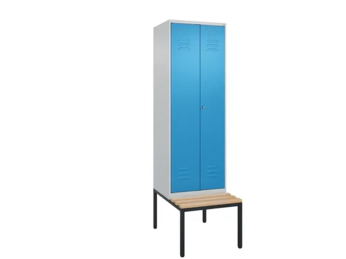 PBM-locker met bank,HxBxD 2120x600x815mm,2vak,vak B 300mm,cil.-slot