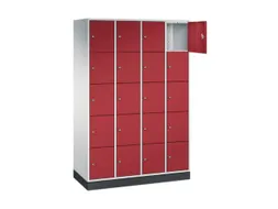 lockerkast,RAL 7035/RAL 3003,HxBxD 1950x1220x500mm,4x5vakken,cil.-slot