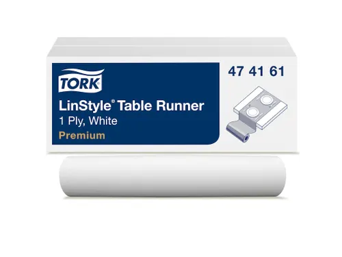 Tafelloper Tork LinStyle duurzaam 1-laags 120x40cm wit 474161
