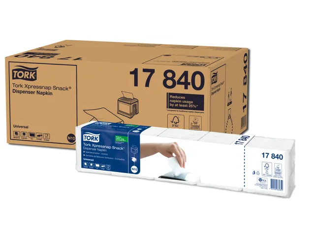 Tork 17840 Xpressnap Snack dispenserservet wit 1-Laags
