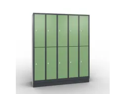 lockerkast draaigrendel 1800x1480x500 5x2vakken RAL7021 front RAL6011