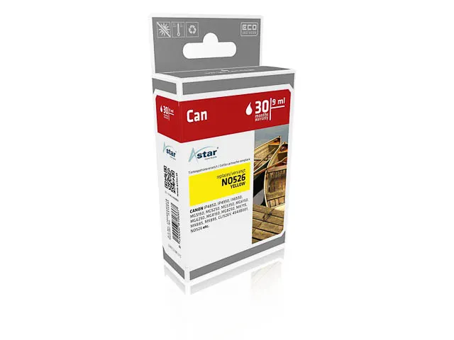 AS15543 ASTAR CANON CLI526Y IP Inkt geel rebuilt Chip 9ml