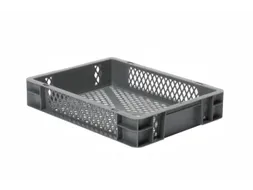 Euronorm-stapelbak 7l 75x400x300mm Wanden/bodem Opengewerkt Grijs