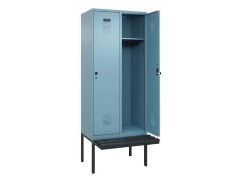 locker met bank,HxBxD 2120x800x815mm,2vak,vak B 400mm,draaigrendel