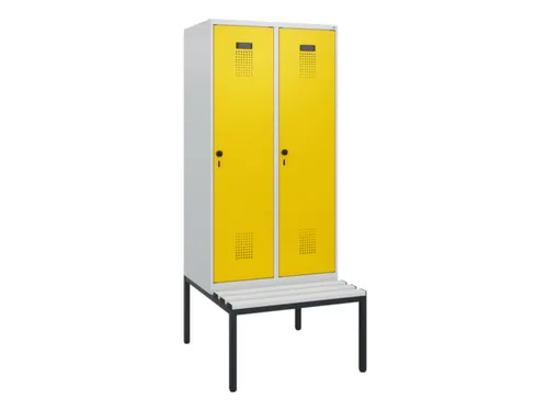 locker met bank,HxBxD 1950x800x815mm,2vak,vak B 400mm,draaigrendel