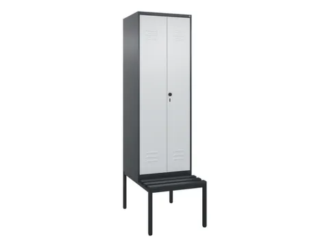 PBM-locker met bank,HxBxD 2120x600x815mm,2vak,vak B 300mm,draaigrendel