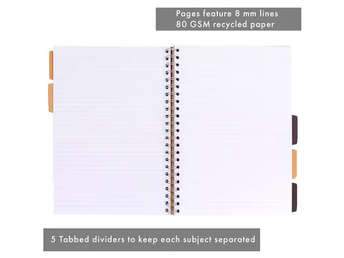 Projectboek Pukka Pad Kraft A4 lijn 5-tabs 200 pagina's 80gr