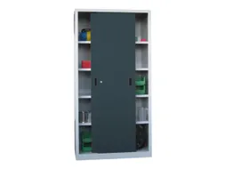 schuifdeurkast,HxBxD 1950x1000x600mm,RAL7035,front RAL7016