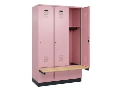 locker met bank,HxBxD 1950x1200x815mm,3vak,vak B 400mm,cilinderslot