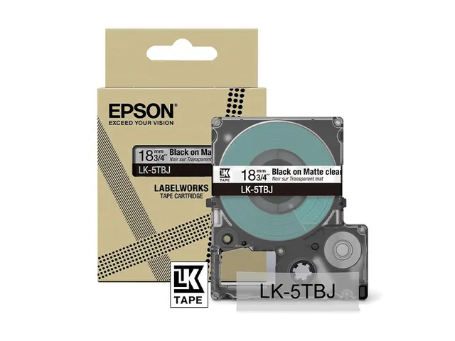 C53S672066 Epson 18mm transparant zwart LK5TBJ lettertape mat 8m