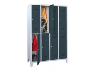 dubbeldekse locker,HxBxD 1850x1200x500mm,4x2vak.,RAL7035,front RAL7016 - 2