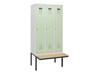 locker met bank,HxBxD 1950x900x815mm,3vak,vak B 300mm,cilinderslot - 2