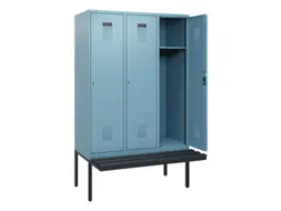 locker met bank,HxBxD 1950x1200x815mm,3vak,vak B 400mm,cilinderslot