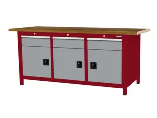 werkbank,HxBxD 860x2000x750mm,onderstel RAL3003,fronten RAL7040 - 3