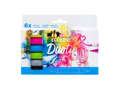 Duotip marker Ecoline basis set 6 kleuren