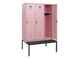 locker met bank,HxBxD 1950x1200x815mm,3vak,vak B 400mm,draaigrendel