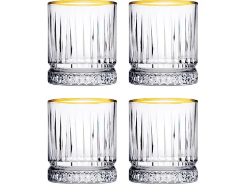 Verre Tumbler Elysia 35,5cl Transparent doré Boîte 4 pièces