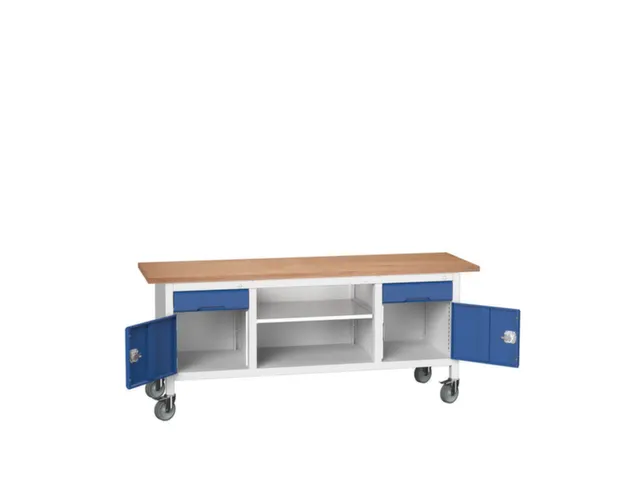 établi HxlxP 830x2000x600mm plateau multiplex équipement : 2tiroirs