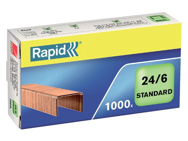 Nieten Rapid 24/6 kopercoating standaard 1000 stuks | NietmachineWinkel.nl