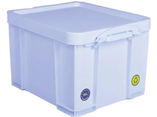 Boîte de rangement 35 Litres Blanc Néon + poignées