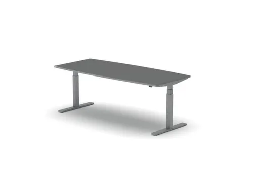 Elektrisch ihv Vergadertafel Vatvorm 2000x800mm Alu + Donkergrijs Blad