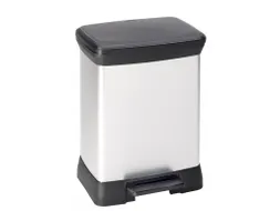 Rechthoekige pedaalemmer Decobin 30 Liter Zilver