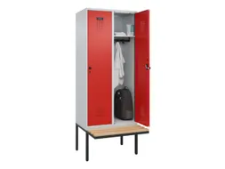 locker met bank,HxBxD 2120x800x815mm,2vak,vak B 400mm,draaigrendel