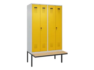 PBM-locker met bank,HxBxD 2120x1200x815mm,4vak,vak B 300mm - 2
