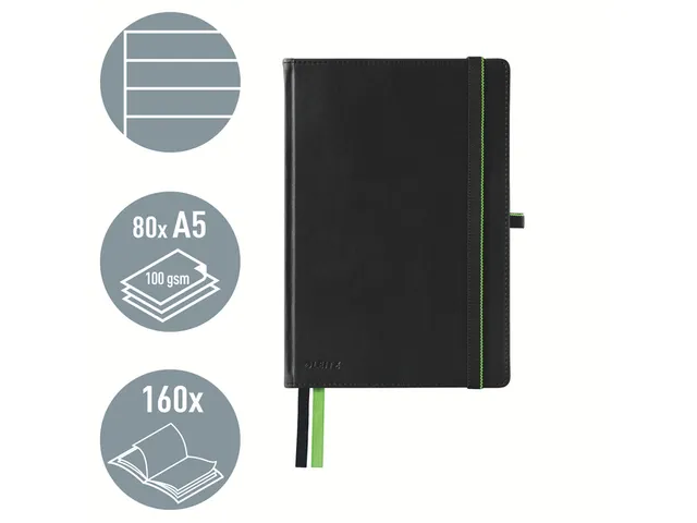 Cahier Leitz Complete couverture rigide A5 ligné noir